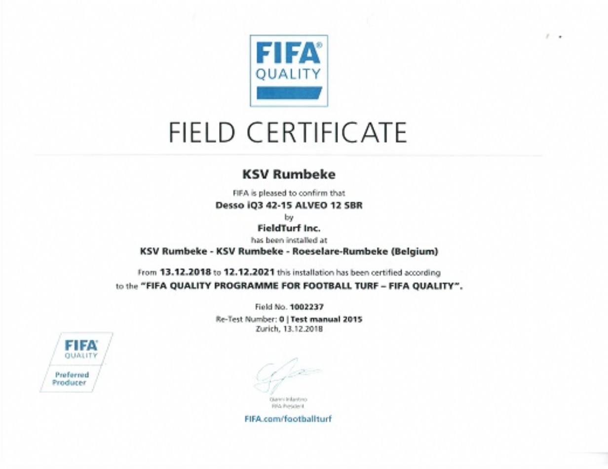 KSV Rumbeke FIFA Certifikaat kopie